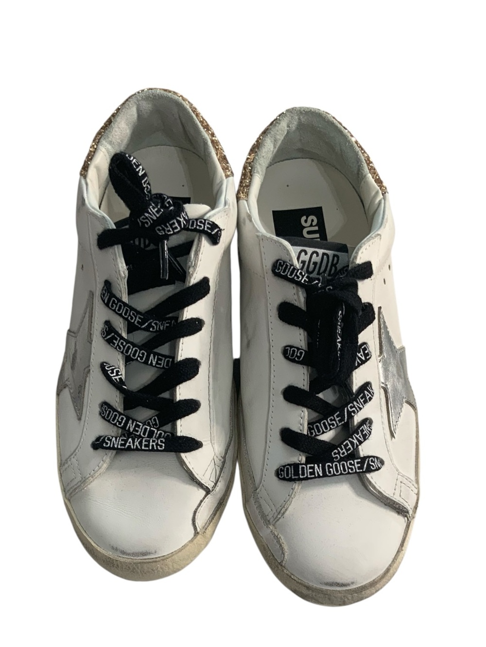 Golden Goose White Low-Top Sneakers with Silver Star and Gold Heel - Picture 2 of 7